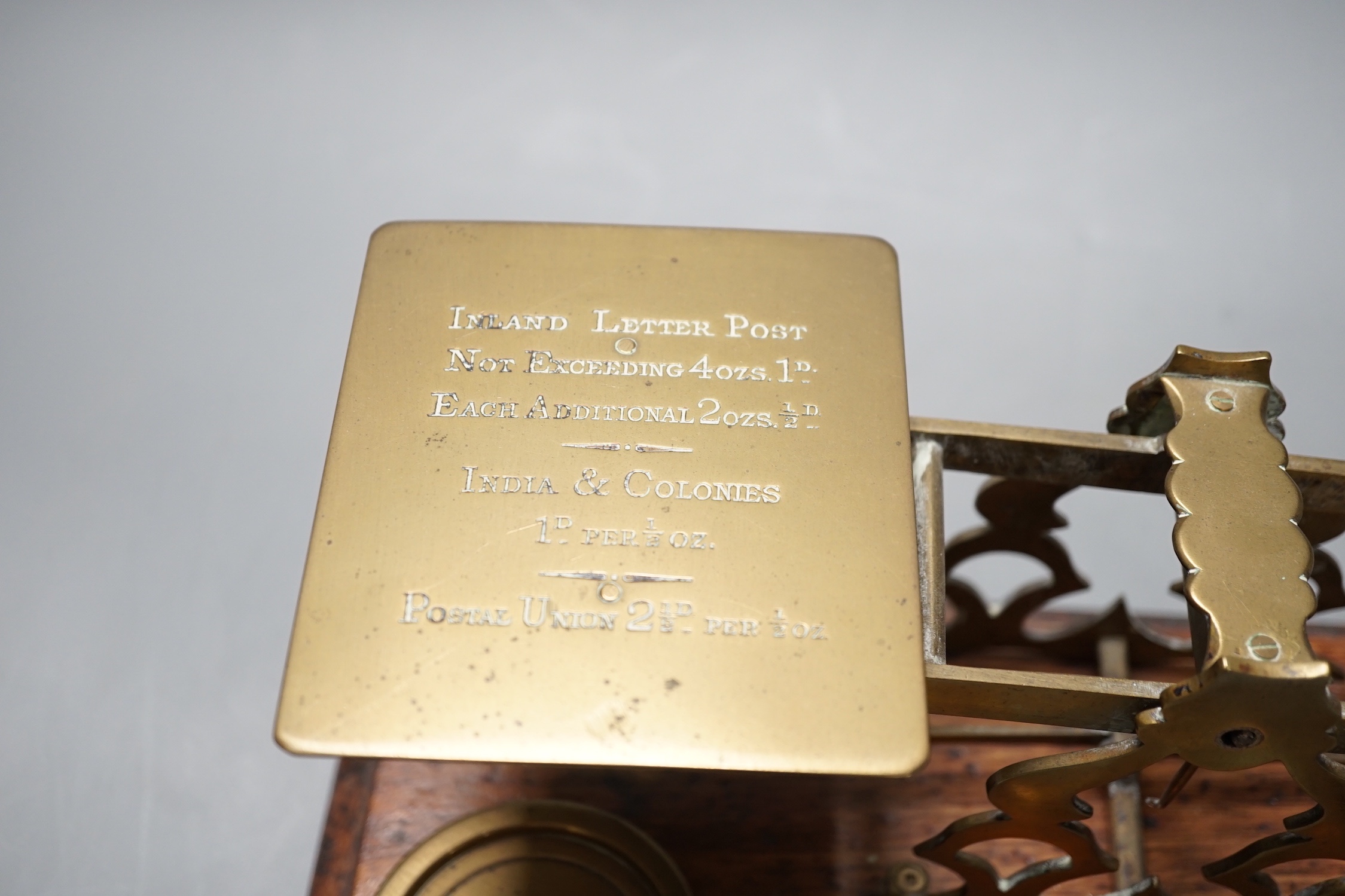 An India & colonies brass and mahogany scale set by S Mordan & co., London